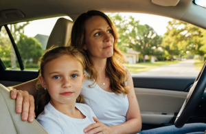 Mother and daughter in a car heading to urgent care near Madisonville, LA